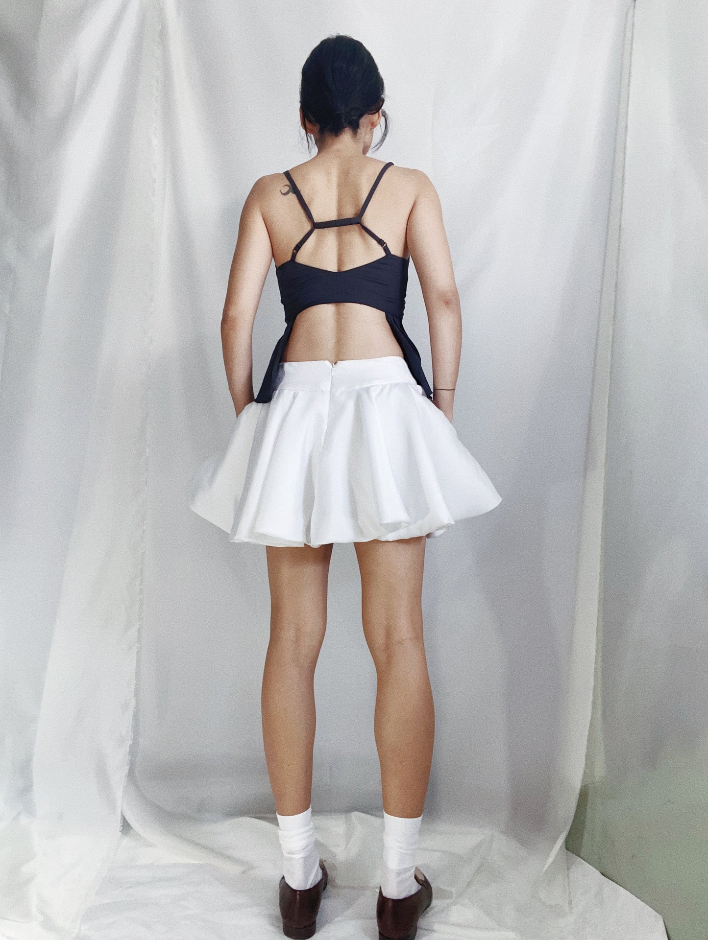 The Mini Skirt in White Sateen